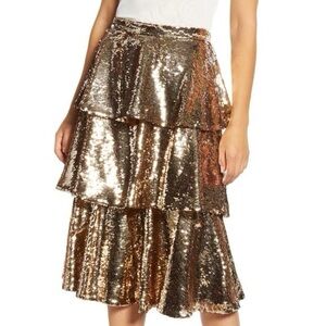 GOLD SEQUIN TIERED SKIRT